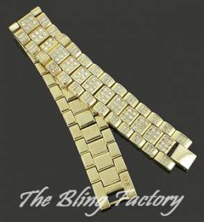   10 Inch 14k Gold Plated 18 mm Bling Bracelet Iced Out Hip Hop Bracelet