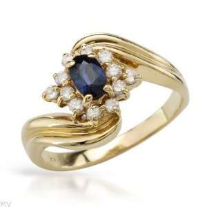  CleverEves 0.75.Ctw Sapphire 14K Gold Ring   Size 8.5 