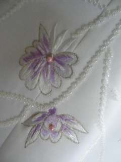 Ivory + lilac embroidered wedding dress 26 28 30 white  