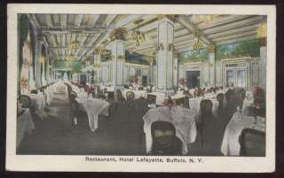 Postcard BUFFALO NY Lafayette Hotel Restaurant 1920s  