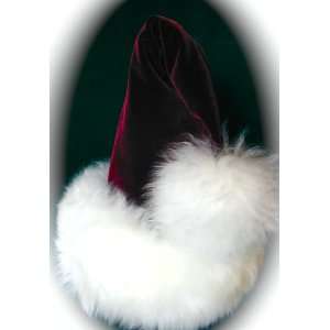  Santa Christmas HoHo Hat in Wine Velvet, Fur and Crystal 