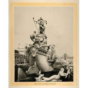   MacMonnies Fountain Sculpture Statues William Jackson   Original Print