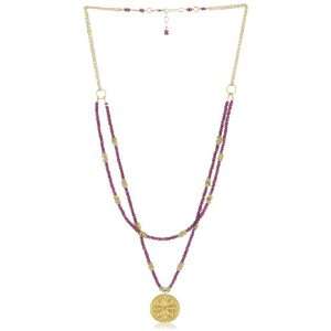   Designs Venus Garnet and Vermeil Lotus Pendant Necklace: Jewelry
