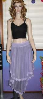 NEW FREE PEOPLE Gorgeous Floral Lace MESH HALF SLIP Asymetrical SKIRT 