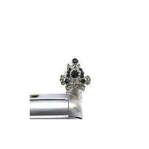  Cell Phone Antenna Ring Charms ~ Black Crystal Crown Cell 
