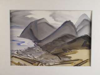 Eliot OHara Watercolor Mountain & Lake Scene (Beppu on Inland Sea 