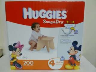 NIB! Huggies Snug & Dry Diapers Size 4 200 Count LeakLock Protection 