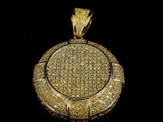 Mens Womens New Gold Finish Micro Pave Round Medallion Charm Pendant 