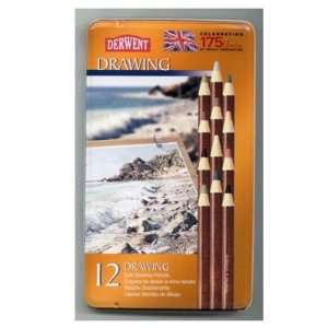  Derwent Drawing Colour Pencils   Tin of 12 Toys & Games