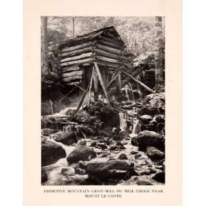  1927 Print Grist Mill Creek Mount Le Conte Log Structure 