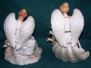 NIB Grandeur Noel Porcelain White gold Angel Set 2001 Collectors 