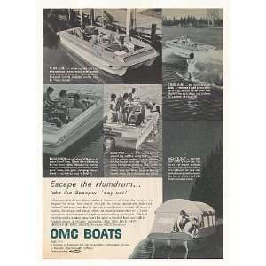   1963 OMC Boats Seasport Boat Escape Humdrum Print Ad