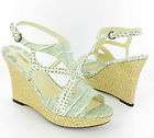 Max Studio Cander Wedge Sandals Green Womens size 8.5 M $135