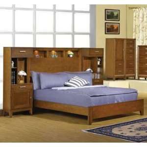  King Panel Bed w/ Light by Winners Only   Brown Cherry 