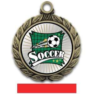 Hasty Awards 2.75 Xtreme Custom Soccer Insert Medals GOLD MEDAL/RED 