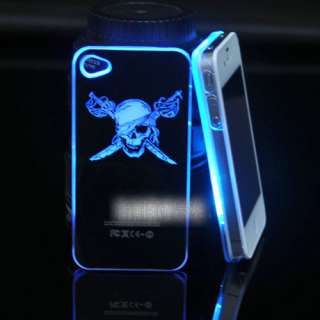   Skull Flash Light LED Color Change Case Cover fr iPhone 4 4S 4G  