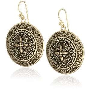  Bronzed by Barse Mayan Round Dangle Earrings Jewelry