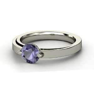  Pinch Ring, Round Iolite Platinum Ring Jewelry