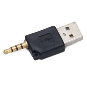  3.5mm to USB Sync Charger Adapter for iPod Shuffle   Black 