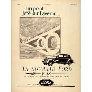   French Ad Ford V 8 Series 48 Car Paul Iribe RARE   Original Print Ad