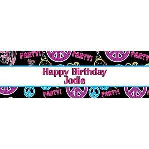 Peace Love Party Large Border Personalized Banner 18 Inch 