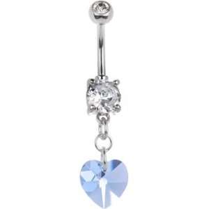    Austrian Crystal Heart March Birthstone Belly Ring: Jewelry