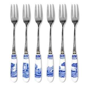 Spode Blue Italian 6 Pastry Forks (Set of 6):  Kitchen 