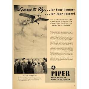  1942 Ad WWII Piper Cub Trainer Armed Forces Airplane 