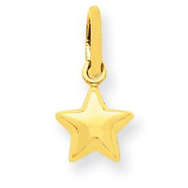 14k Gold Puffed Puffy Tiny Star Charm Pendant .3 grams  