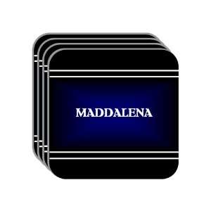   Name Gift   MADDALENA Set of 4 Mini Mousepad Coasters (black design