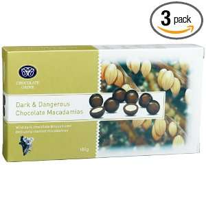 Chocolate Grove Dark & Dangerous Chocolate Macadamias, 3.5 Ounce Boxes 