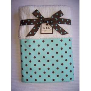  Spa Blue with Brown Dot Chenille Baby Blanket: Home 