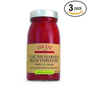 Lucini Tuscan Harvest Plum Tomatoes, 25.5 Ounce Glass (Pack of 3 