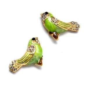  Lovebird Budgerigar Colorful Bird Fashion Earrings Green 