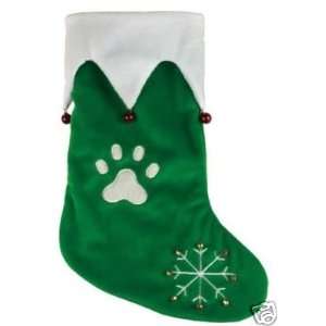 Pet Studio Jingle Bell Dog Holiday Stocking 14 GREEN:  