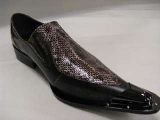Item Fiesso Mens New in Box Brown with Brown Snake Print,Metal Toe 