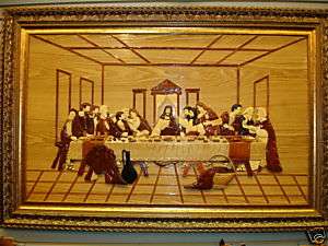 Hand Carved Wood Art Intarsia THE LAST SUPPER Picture  