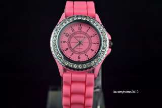   Fashion Luxury Silicone Crystal Men Lady Boy Girl Jelly Quartz Watch