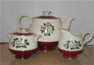 Homer Laughlin Margaret Rose Cavalier Tea Pot Creamer Sugar HTF  