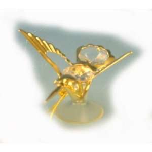  Small Hummingbird   Gold & Crystal Ornament
