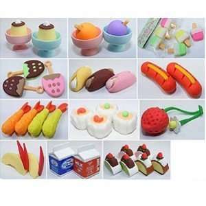  Tub of 200 Mixed Animal & Food Erasers: Toys & Games