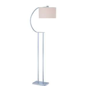  Metal Floor Lamp with Off White Fabric Shade in Chrome Finish 
