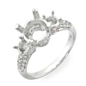   14k White Gold 0.48 ctw Diamond Triple Mount Engagement Ring: Jewelry