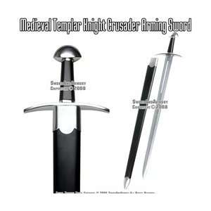 Medieval Templar Knight Crusader Arming Sword w/ Scabbard:  