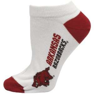 Arkansas Razorbacks Ladies White Logo & Name Ankle Socks:  