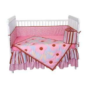   bstbpc001 Field of Flowers Four Piece Crib Set in Pink and Periwinkle