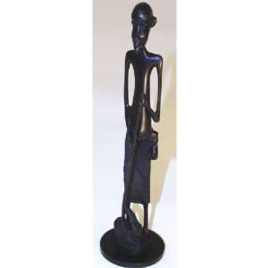 11 Hand Carved Ebony Wood Wooden Young African Boy Figurine:  
