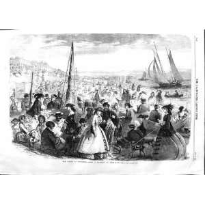   : 1859 BEACH SCENE BRIGHTON SEASIDE FAMILY BOATS SEA: Home & Kitchen