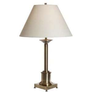  One Light Table Lamp with Square Base in Antique Brass 