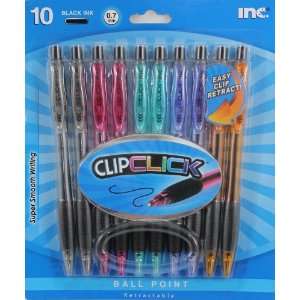  Clip Click   ball point retractable, black ink, assorted 